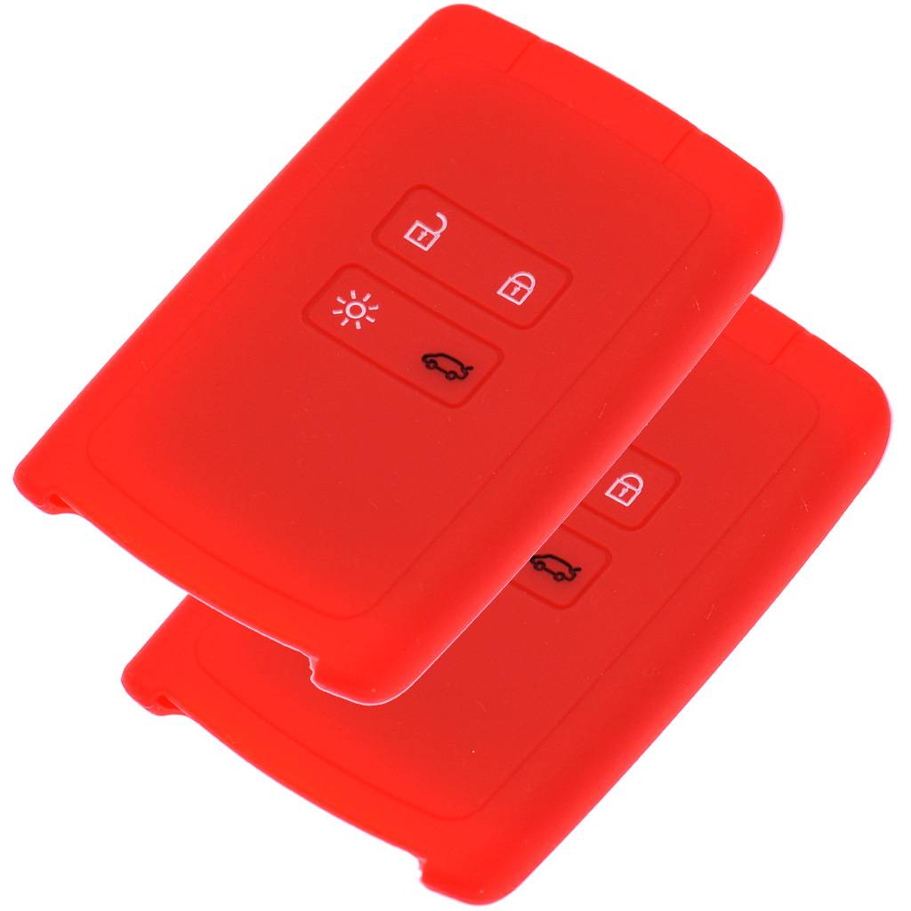 2x Auto Schlüssel Silikon Schutz Hülle Rot kompatibel mit Renault Megane Kadjar Clio Captur 4 Tasten KEYLESS SMARTKEY