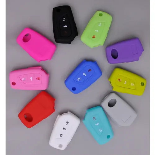 Auto Schlüssel Hülle Silikon Schutz Cover Weiß kompatibel mit Toyota AURIS Corolla Avensis 3 Tasten Klappschlüssel Auto Schlüssel Hülle Silikon Schutz Cover Weiß kompatibel mit Toyota AURIS Corolla Avensis 3 Tasten Klappschlüssel