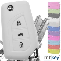 Auto Schlüssel Hülle Silikon Schutz Cover Weiß kompatibel mit Toyota AURIS Corolla Avensis 3 Tasten Klappschlüssel Auto Schlüssel Hülle Silikon Schutz Cover Weiß kompatibel mit Toyota AURIS Corolla Avensis 3 Tasten Klappschlüssel