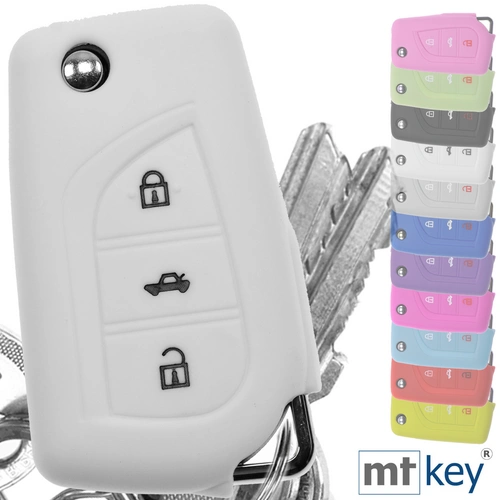 Auto Schlüssel Hülle Silikon Schutz Cover Weiß kompatibel mit Toyota AURIS Corolla Avensis 3 Tasten Klappschlüssel Auto Schlüssel Hülle Silikon Schutz Cover Weiß kompatibel mit Toyota AURIS Corolla Avensis 3 Tasten Klappschlüssel