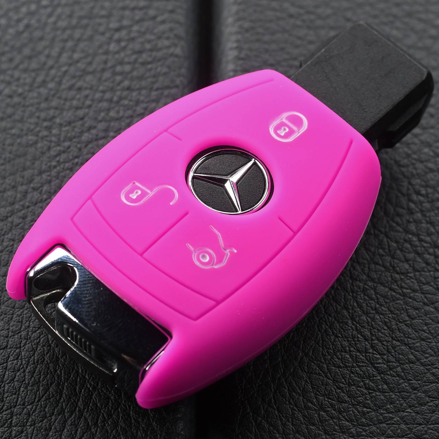 Auto Schlüssel Hülle Silikon Schutz Cover Pink kompatibel mit Mercedes Benz E-Klasse W212 S212 C207 A207 CLS CLA 117 B-Klasse W242 W246 A-Klasse W17