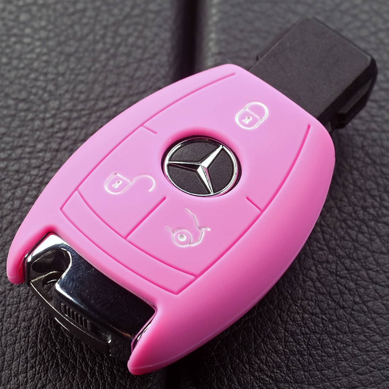 Auto Schlüssel Hülle Silikon Schutz Cover Rosa kompatibel mit Mercedes Benz E-Klasse W212 S212 C207 A207 CLS CLA 117 B-Klasse W242 W246 A-Klasse W17