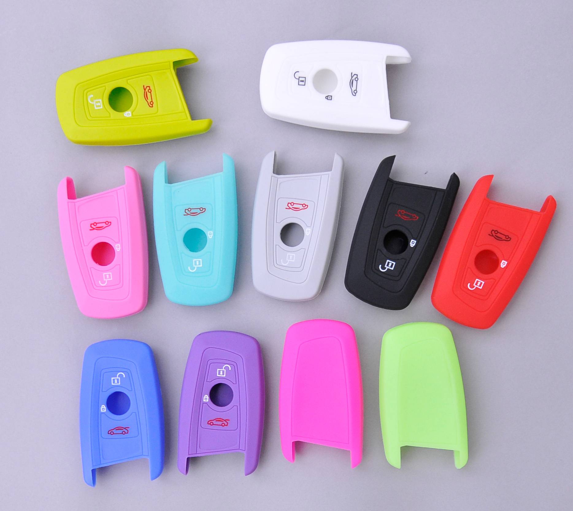 Auto Schlüssel Hülle Silikon Schutz Cover Grau kompatibel mit BMW F20 F13 F30 F31 F32 F33 F22 1er 2er 3er 4er F10 F25 F07 F11 3 Tasten KEYLESS SMART