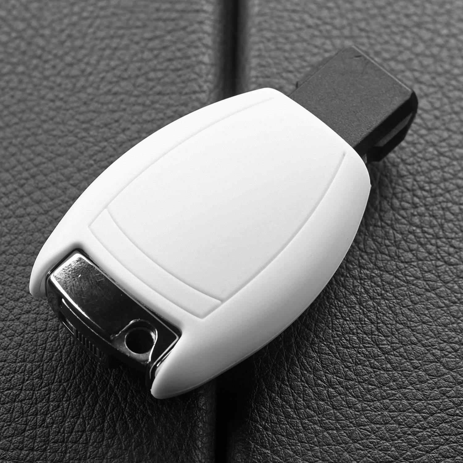Auto Schlüssel Hülle Silikon Schutz Cover Weiß kompatibel mit Mercedes Benz E-Klasse W212 S212 C207 A207 CLS CLA 117 B-Klasse W242 W246 A-Klasse W1