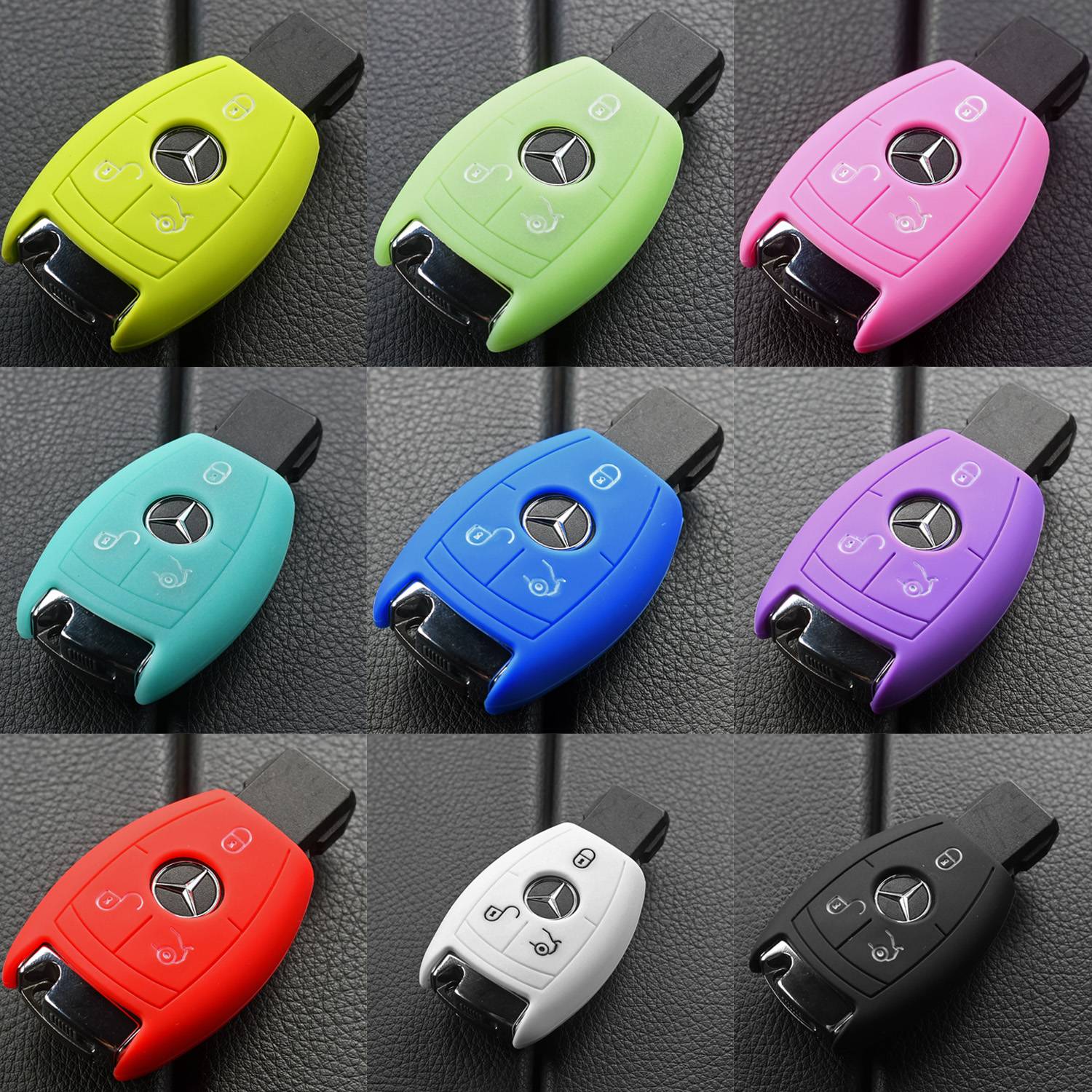 Auto Schlüssel Hülle Silikon Schutz Cover Rot kompatibel mit Mercedes Benz E-Klasse W212 S212 C207 A207 CLS CLA 117 B-Klasse W242 W246 A-Klasse W176