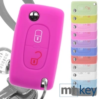 Auto Schlüssel Hülle Silikon Schutz Cover Pink kompatibel mit Citroen Berlingo C2 C3 Peugeot 207 307 308 2 Tasten Klappschlüssel Auto Schlüssel Hülle Silikon Schutz Cover Pink kompatibel mit Citroen Berlingo C2 C3 Peugeot 207 307 308 2 Tasten Klappschlüssel