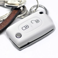Auto Schlüssel Hülle Silikon Schutz Cover Weiß kompatibel mit Citroen Berlingo C2 C3 Peugeot 207 307 308 2 Tasten Klappschlüssel Auto Schlüssel Hülle Silikon Schutz Cover Weiß kompatibel mit Citroen Berlingo C2 C3 Peugeot 207 307 308 2 Tasten Klappschlüssel