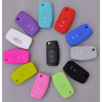 Auto Schlüssel Hülle Silikon Schutz Cover Weiß kompatibel mit Ford Focus Fiesta Ecosport S-Max Kuga C-Max 3 Tasten Klappschlüssel Auto Schlüssel Hülle Silikon Schutz Cover Weiß kompatibel mit Ford Focus Fiesta Ecosport S-Max Kuga C-Max 3 Tasten Klappschlüssel