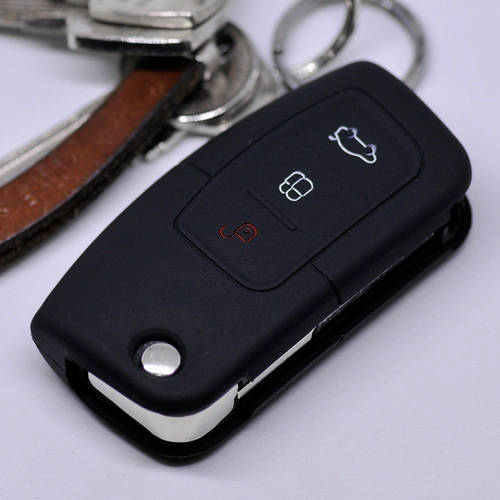 Auto Schlüssel Hülle Silikon Schutz Cover Schwarz kompatibel mit Ford Focus Fiesta Ecosport S-Max Kuga C-Max 3 Tasten Klappschlüssel Auto Schlüssel Hülle Silikon Schutz Cover Schwarz kompatibel mit Ford Focus Fiesta Ecosport S-Max Kuga C-Max 3 Tasten Klappschlüssel