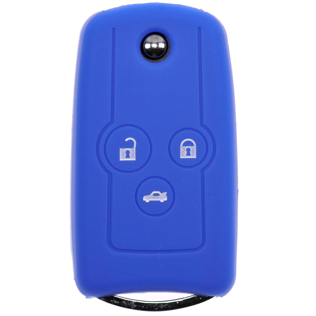 Auto Schlüssel Hülle Silikon Schutz Cover Blau kompatibel mit Honda Accord Jazz Civic CR-V 3 Tasten Klappschlüssel