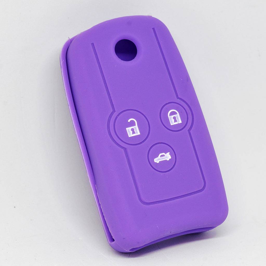 Auto Schlüssel Hülle Silikon Schutz Cover Lila kompatibel mit Honda Accord Jazz Civic CR-V 3 Tasten Klappschlüssel