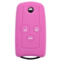 Auto Schlüssel Hülle Silikon Schutz Cover Rosa kompatibel mit Honda Accord Jazz Civic CR-V 3 Tasten Klappschlüssel Auto Schlüssel Hülle Silikon Schutz Cover Rosa kompatibel mit Honda Accord Jazz Civic CR-V 3 Tasten Klappschlüssel