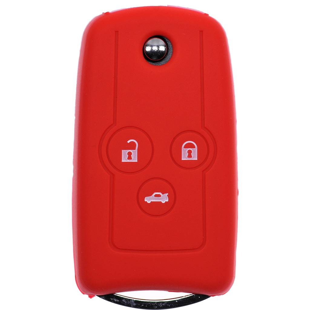 Auto Schlüssel Hülle Silikon Schutz Cover Rot kompatibel mit Honda Accord Jazz Civic CR-V 3 Tasten Klappschlüssel
