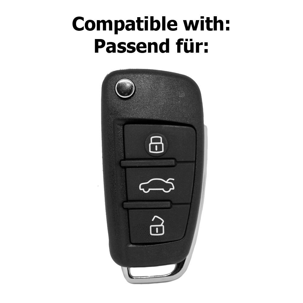 Auto Schlüssel Hülle Silikon Schutz Cover Apfelgrün kompatibel mit Audi A1 S1 A3 S3 A4 A6 S6 TT Q3 Q7 R8 8P 8V B7 C6 8J 8U 4L 8X 3 Tasten Klappschl