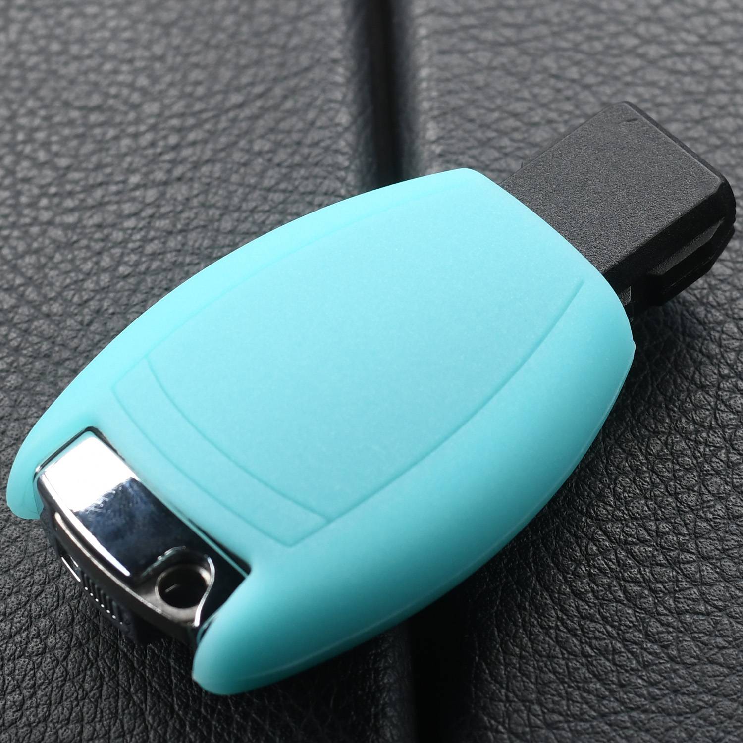 Auto Schlüssel Hülle Silikon Schutz Cover Fluoreszierend Blau kompatibel mit Mercedes Benz E-Klasse W212 S212 C207 A207 CLS CLA 117 B-Klasse W242 W2