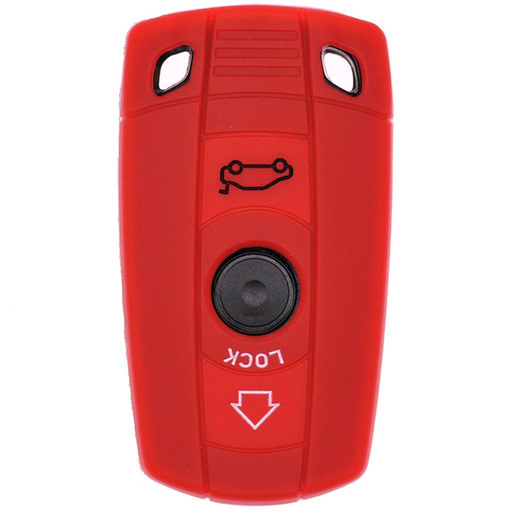 Auto Schlüssel Hülle Silikon Schutz Cover Rot kompatibel mit BMW E90 E91 Z4 E87 E60 1er E81 E82 E87 E88 ab 08 5er 6er E71 E72 Z4 E89 3 Tasten KEYLES