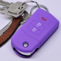 Auto Schlüssel Hülle Silikon Schutz Cover Lila kompatibel mit Mazda CX-5 2 3 4 5 6 RX-8 3 Tasten Klappschlüssel Auto Schlüssel Hülle Silikon Schutz Cover Lila kompatibel mit Mazda CX-5 2 3 4 5 6 RX-8 3 Tasten Klappschlüssel