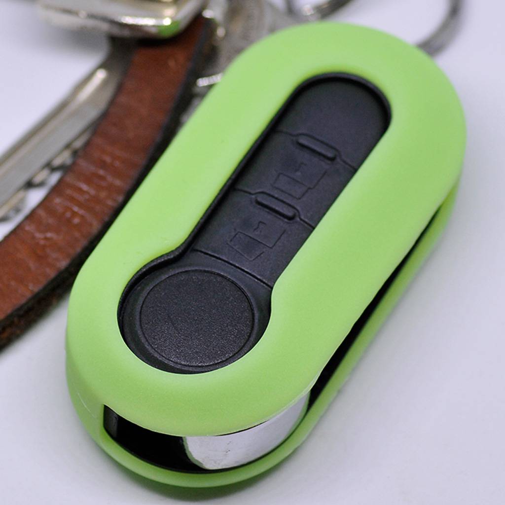 Auto Schlüssel Hülle Silikon Schutz Cover Fluoreszierend Grün kompatibel mit Citroen Jumper Peugeot Boxer FIAT Ducato 500 Punto Doblo Panda ab ´06