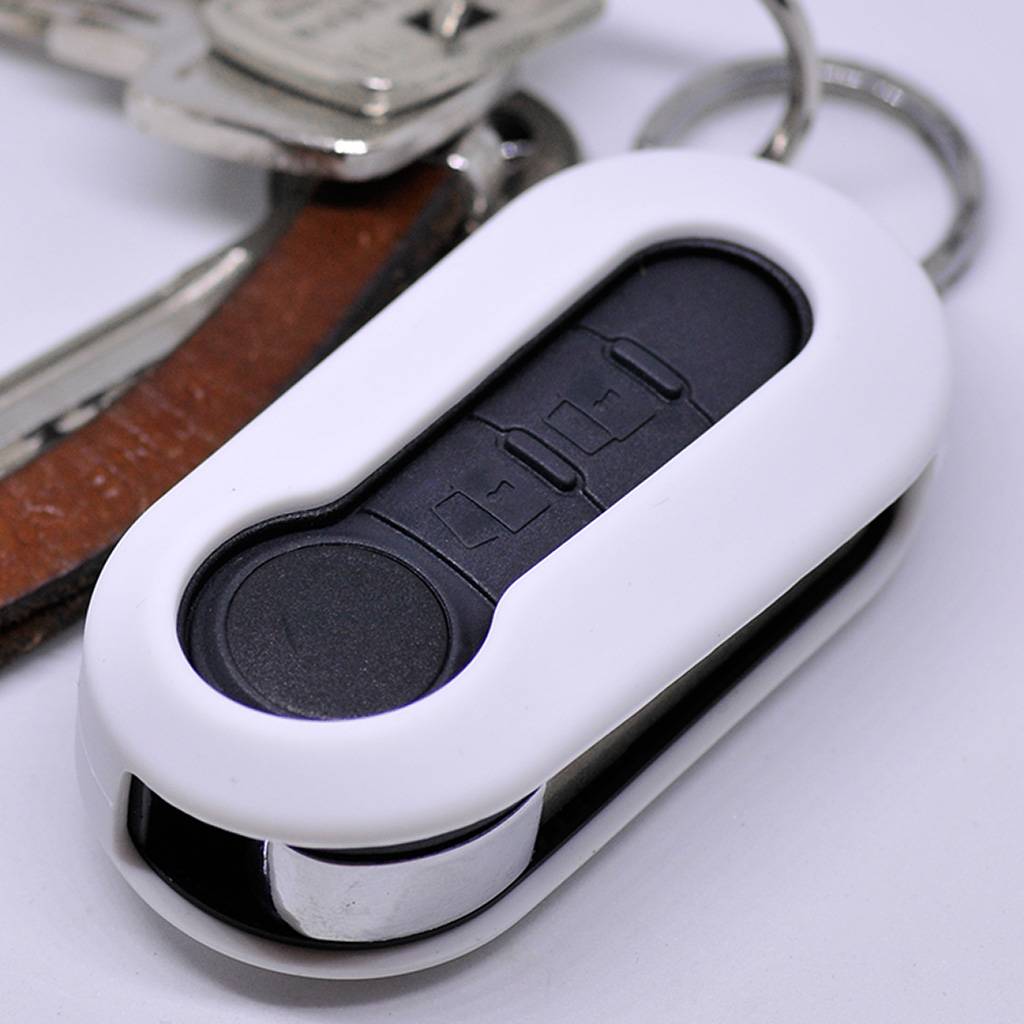 Auto Schlüssel Hülle Silikon Schutz Cover Weiß kompatibel mit Citroen Jumper Peugeot Boxer FIAT Ducato 500 Punto Doblo Panda ab ´06 Klappschlüsse