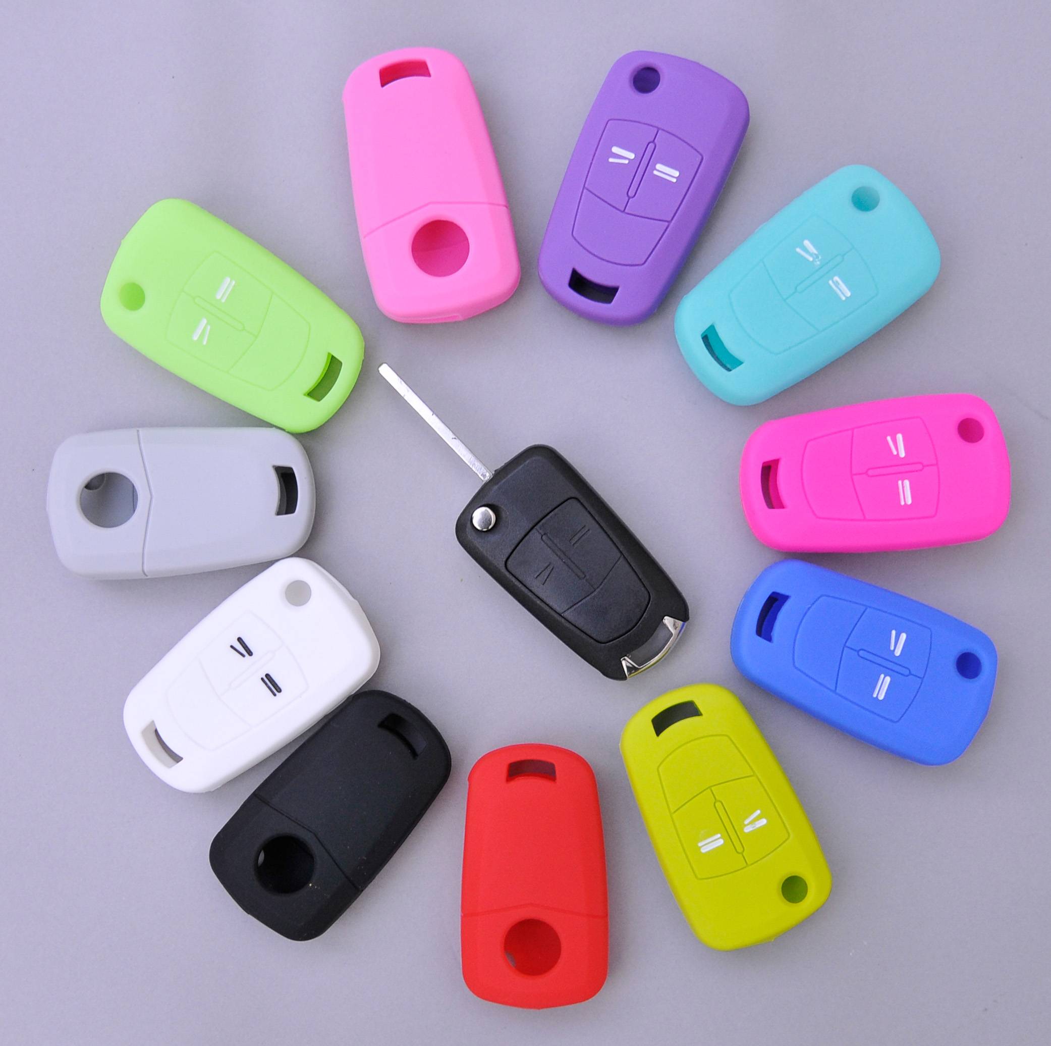 Auto Schlüssel Hülle Silikon Schutz Cover Rosa kompatibel mit OPEL Astra Vectra Corsa Zafira Signum bis 2008 2 Tasten Klappschlüssel