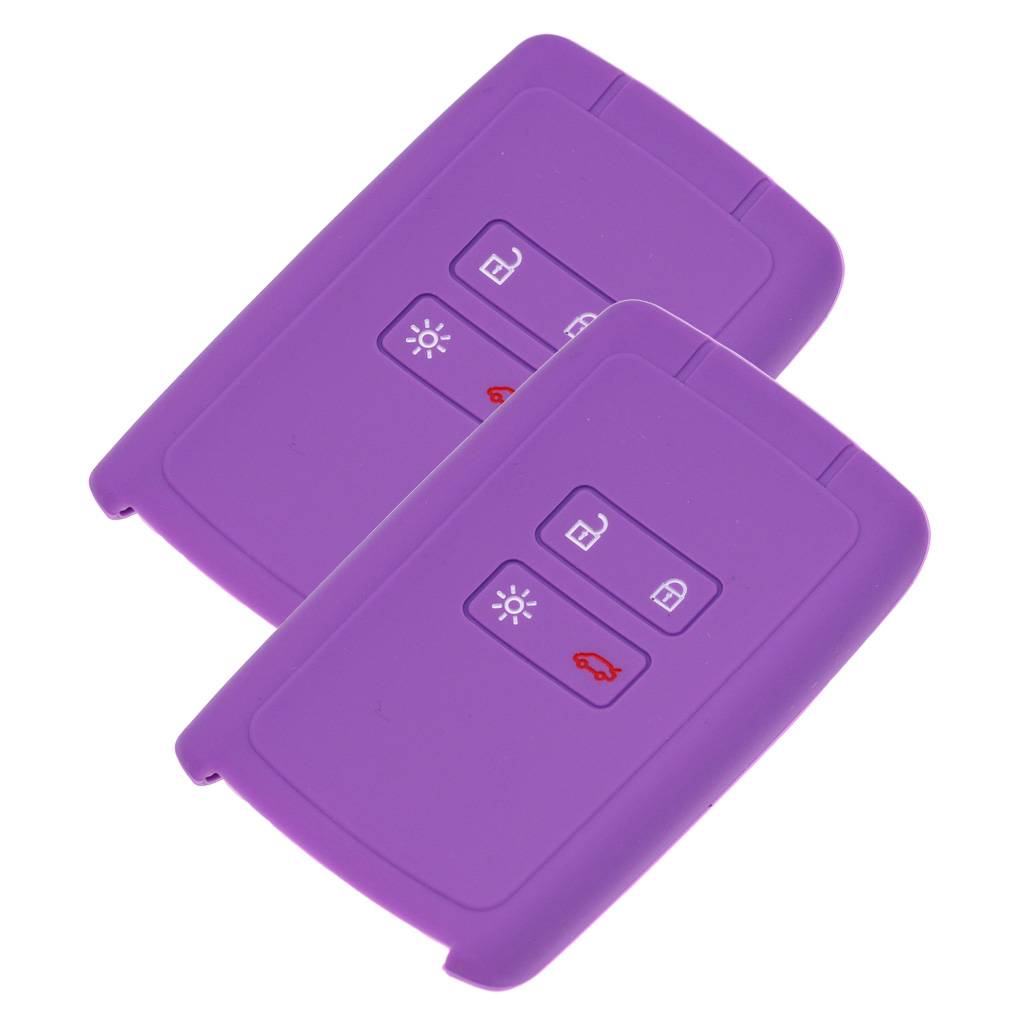 2x Auto Schlüssel Silikon Schutz Hülle Lila kompatibel mit Renault Megane Kadjar Clio Captur 4 Tasten KEYLESS SMARTKEY