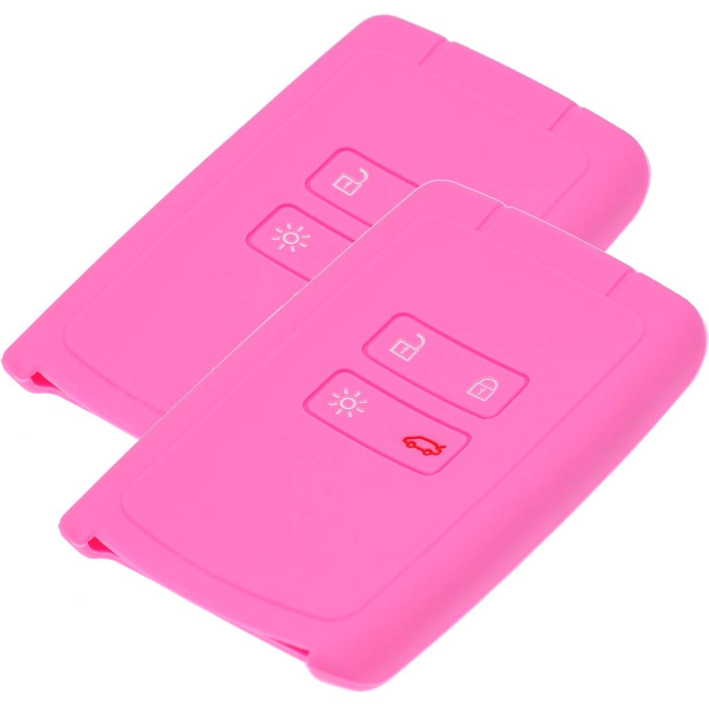 2x Auto Schlüssel Silikon Schutz Hülle Rosa kompatibel mit Renault Megane Kadjar Clio Captur 4 Tasten KEYLESS SMARTKEY