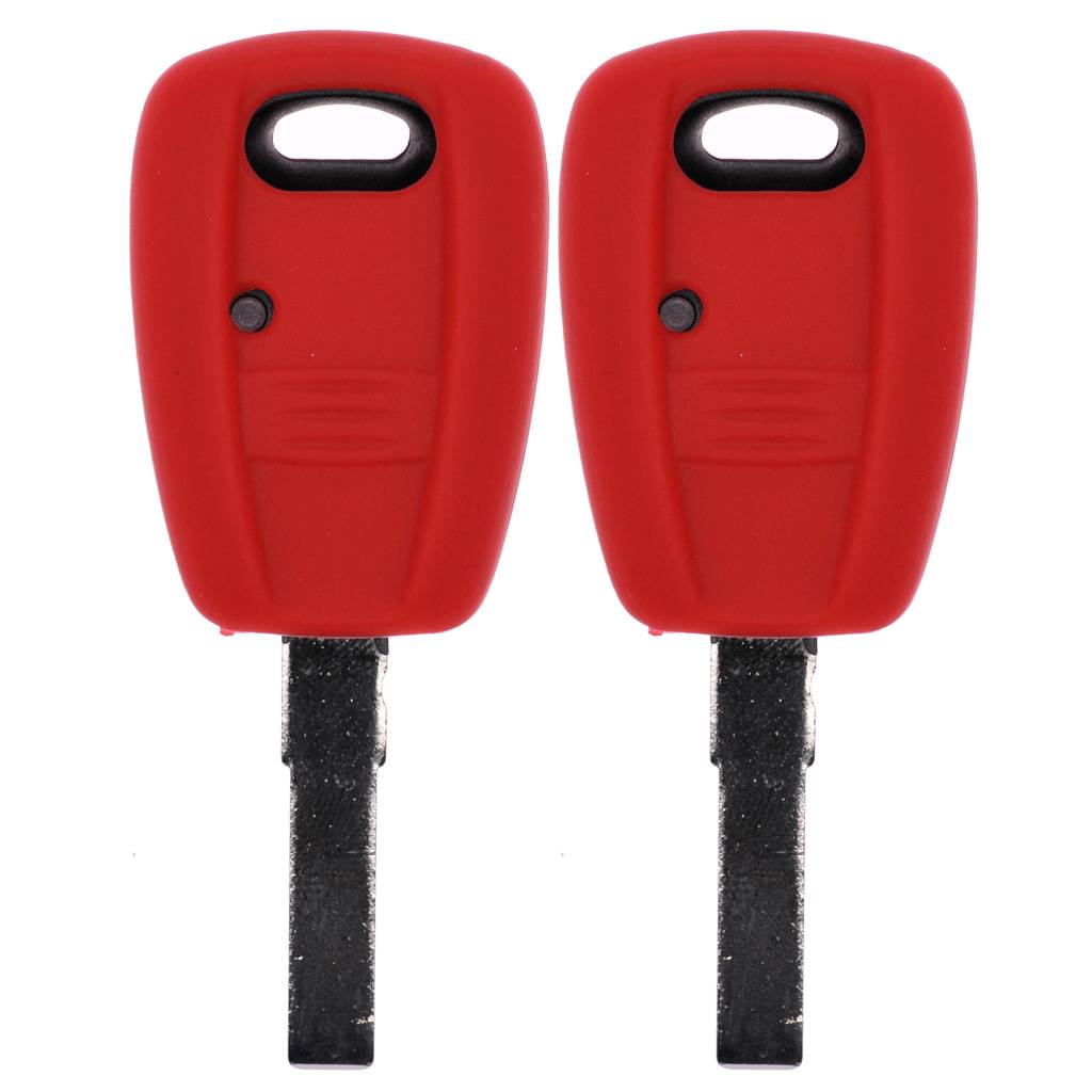 2x Auto Schlüssel Silikon Schutz Hülle Rot kompatibel mit FIAT Panda Brava Bravo Punto Stilo 1 Tasten Funk Fernbedienung
