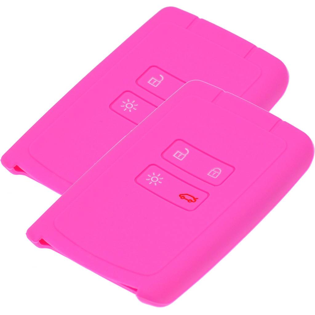 2x Auto Schlüssel Silikon Schutz Hülle Pink kompatibel mit Renault Megane Kadjar Clio Captur 4 Tasten KEYLESS SMARTKEY