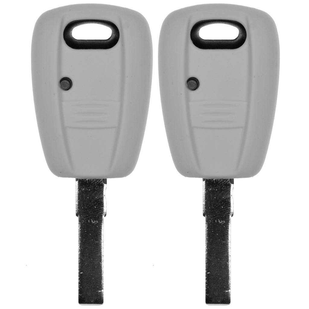 2x Auto Schlüssel Silikon Schutz Hülle Grau kompatibel mit FIAT Panda Brava Bravo Punto Stilo 1 Tasten Funk Fernbedienung