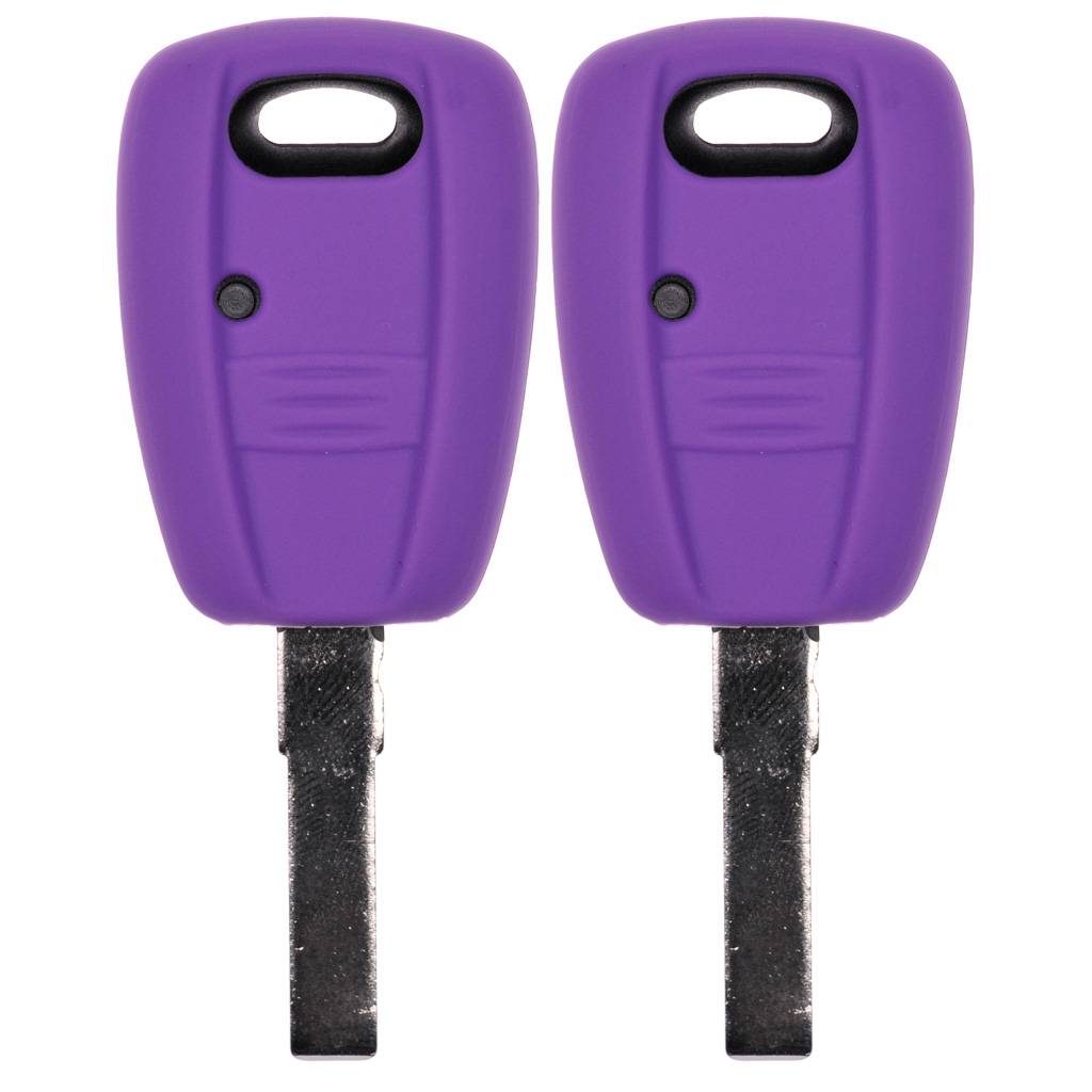 2x Auto Schlüssel Silikon Schutz Hülle Lila kompatibel mit FIAT Panda Brava Bravo Punto Stilo 1 Tasten Funk Fernbedienung