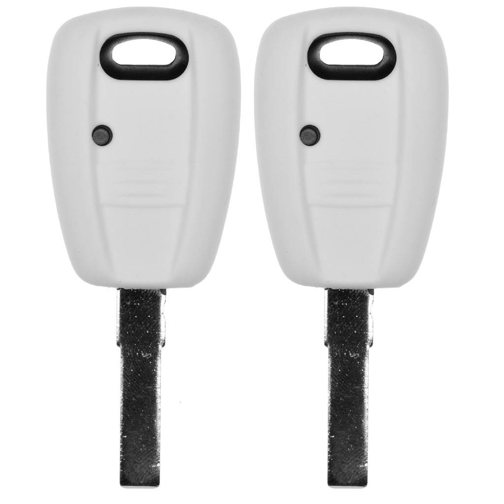 2x Auto Schlüssel Silikon Schutz Hülle Weiß kompatibel mit FIAT Panda Brava Bravo Punto Stilo 1 Tasten Funk Fernbedienung
