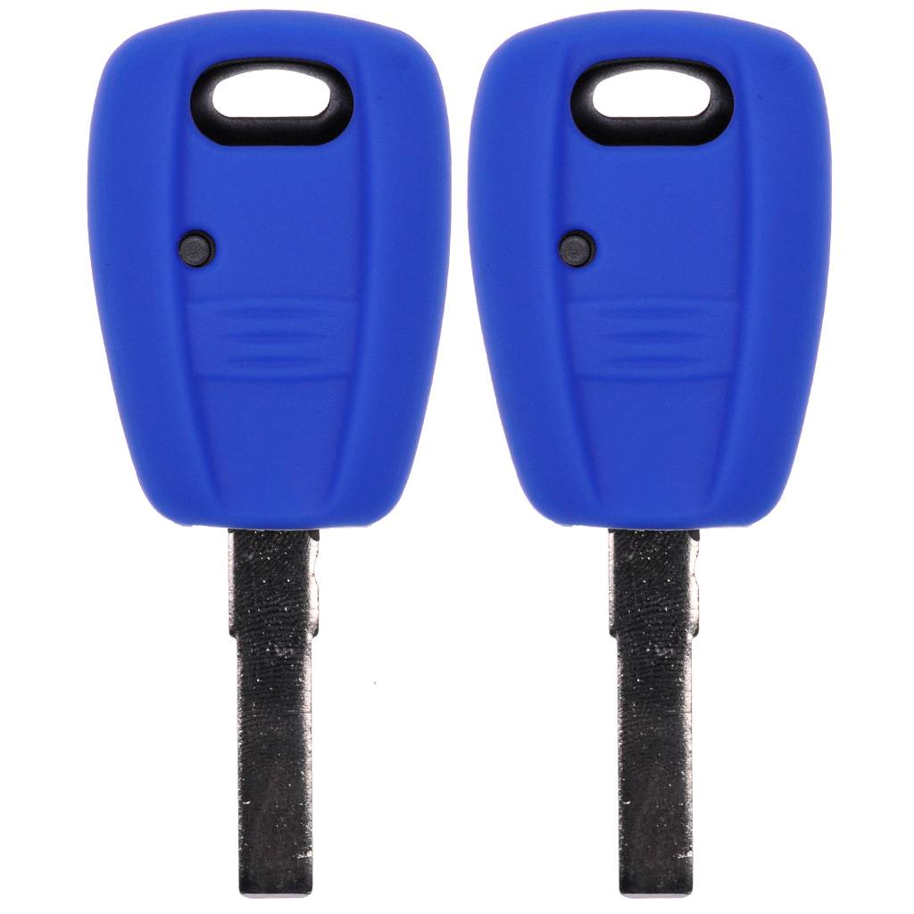 2x Auto Schlüssel Silikon Schutz Hülle Blau kompatibel mit FIAT Panda Brava Bravo Punto Stilo 1 Tasten Funk Fernbedienung
