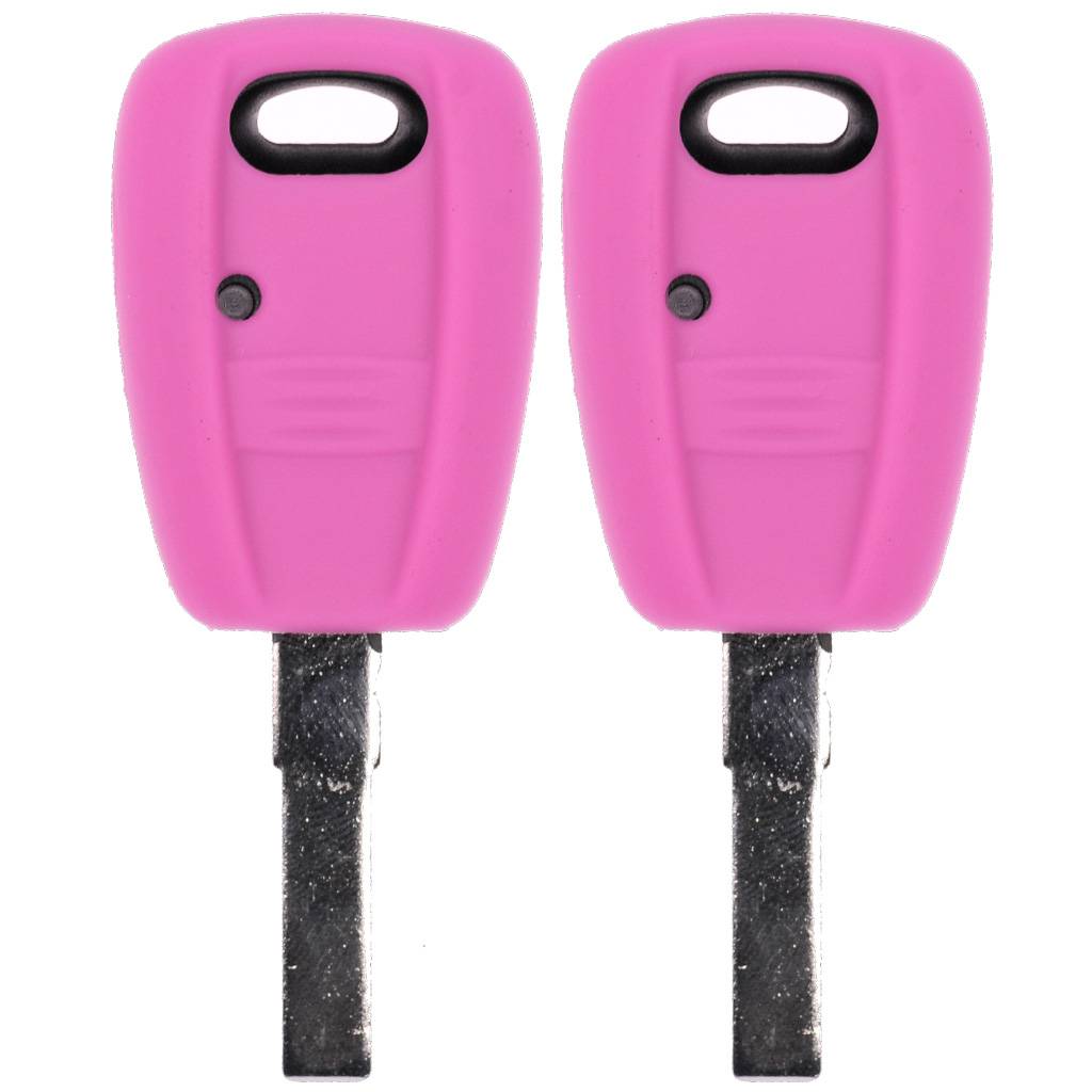 2x Auto Schlüssel Silikon Schutz Hülle Rosa kompatibel mit FIAT Panda Brava Bravo Punto Stilo 1 Tasten Funk Fernbedienung