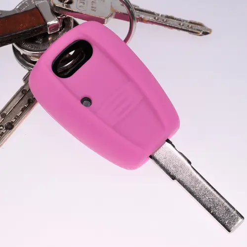 Auto Schlüssel Silikon Schutz Hülle + Schlüsselband Rosa kompatibel mit FIAT Panda Brava Bravo Punto Stilo 1 Tasten Funk Fernbedienung Auto Schlüssel Silikon Schutz Hülle + Schlüsselband Rosa kompatibel mit FIAT Panda Brava Bravo Punto Stilo 1 Tasten Funk Fernbedienung