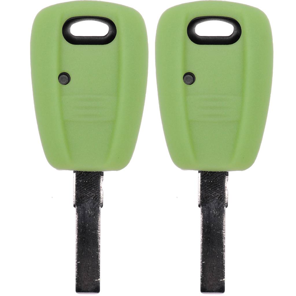 2x Auto Schlüssel Silikon Schutz Hülle Fluoreszierend Grün kompatibel mit FIAT Panda Brava Bravo Punto Stilo 1 Tasten Funk Fernbedienung