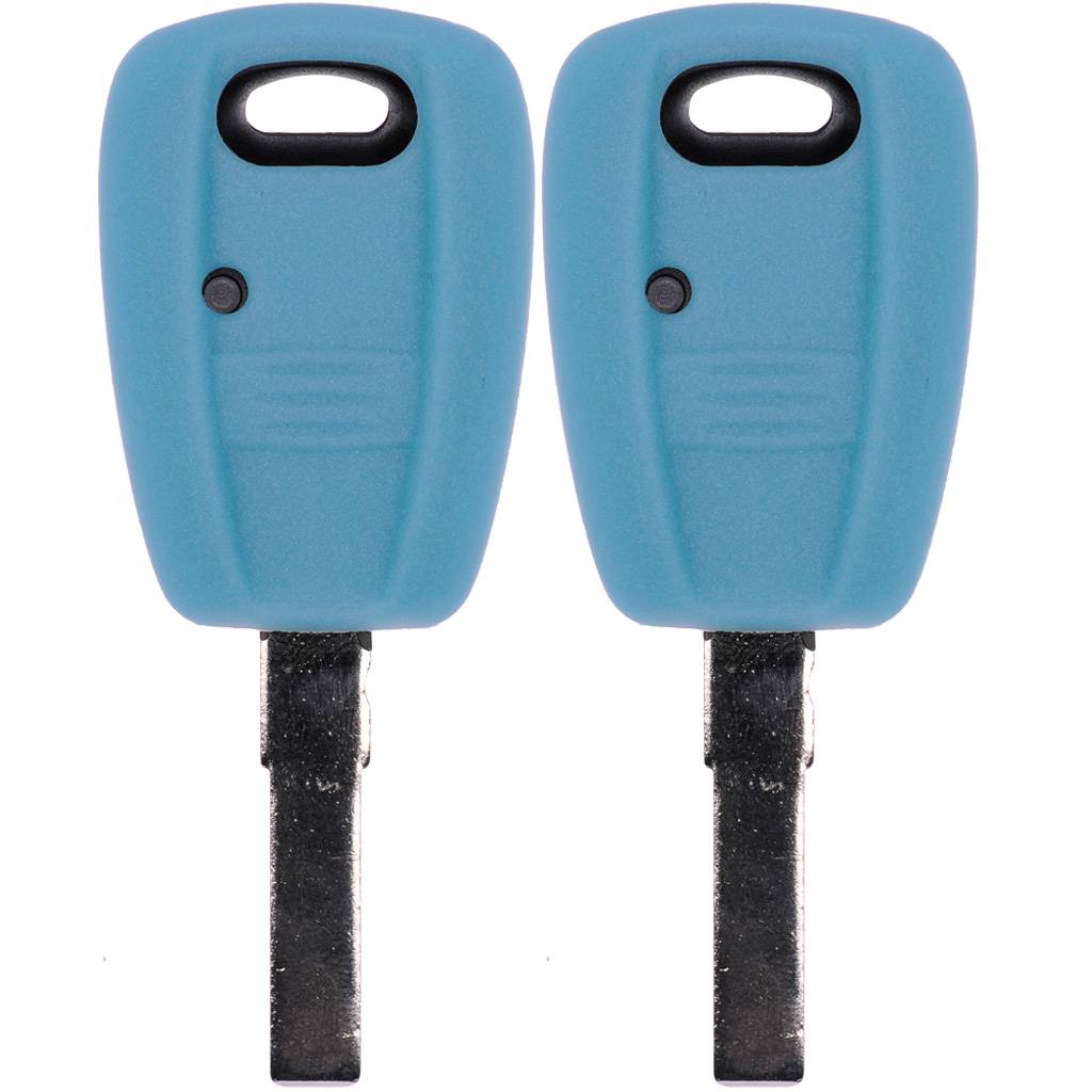 2x Auto Schlüssel Silikon Schutz Hülle Fluoreszierend Blau kompatibel mit FIAT Panda Brava Bravo Punto Stilo 1 Tasten Funk Fernbedienung
