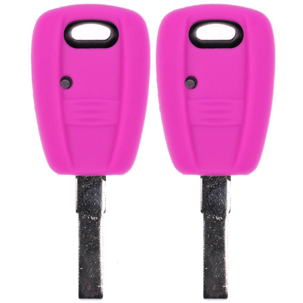 2x Auto Schlüssel Silikon Schutz Hülle Pink kompatibel mit FIAT Panda Brava Bravo Punto Stilo 1 Tasten Funk Fernbedienung