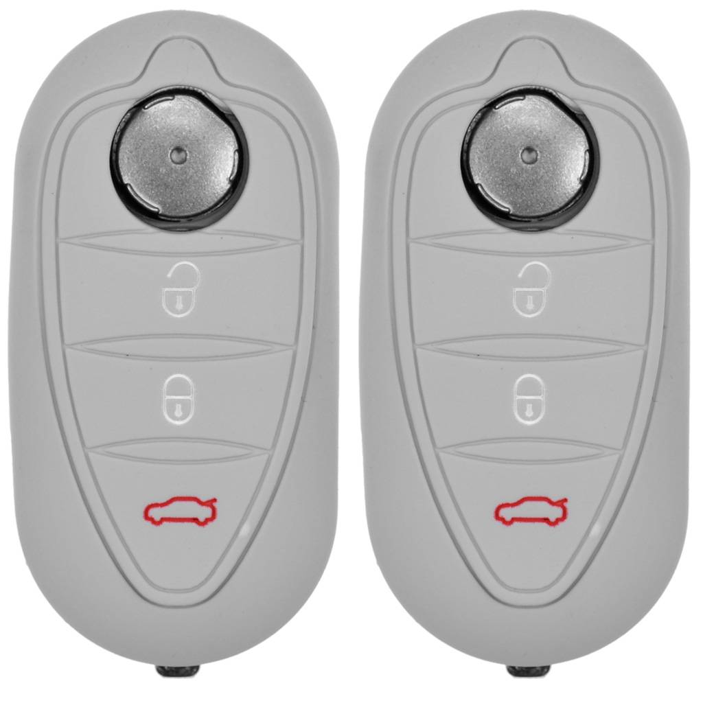 2x Auto Schlüssel Silikon Schutz Hülle Grau kompatibel mit ALFA Romeo Mito Giulietta 940 4C ab 2008 3 Tasten Klappschlüssel