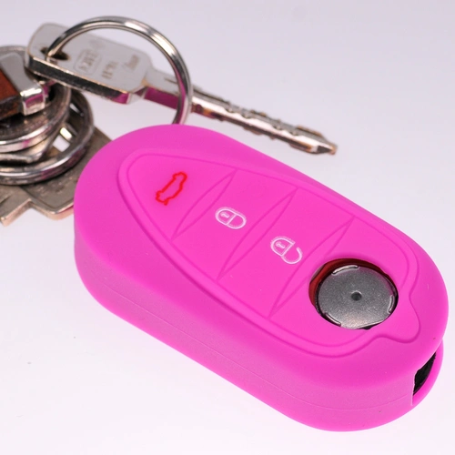Auto Schlüssel Hülle Silikon Schutz Cover Pink kompatibel mit ALFA Romeo Mito Giulietta 940 4C ab 2008 3 Tasten Klappschlüssel Auto Schlüssel Hülle Silikon Schutz Cover Pink kompatibel mit ALFA Romeo Mito Giulietta 940 4C ab 2008 3 Tasten Klappschlüssel