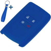 Auto Schlüssel Silikon Schutz Hülle + Schlüsselband Blau kompatibel mit Renault Megane Kadjar Clio Captur 4 Tasten KEYLESS SMARTKEY Auto Schlüssel Silikon Schutz Hülle + Schlüsselband Blau kompatibel mit Renault Megane Kadjar Clio Captur 4 Tasten KEYLESS SMARTKEY