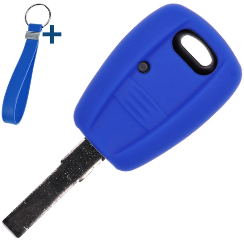 Auto Schlüssel Silikon Schutz Hülle + Schlüsselband Blau kompatibel mit FIAT Panda Brava Bravo Punto Stilo 1 Tasten Funk Fernbedienung Auto Schlüssel Silikon Schutz Hülle + Schlüsselband Blau kompatibel mit FIAT Panda Brava Bravo Punto Stilo 1 Tasten Funk Fernbedienung