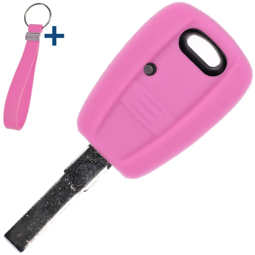 Auto Schlüssel Silikon Schutz Hülle + Schlüsselband Rosa kompatibel mit FIAT Panda Brava Bravo Punto Stilo 1 Tasten Funk Fernbedienung Auto Schlüssel Silikon Schutz Hülle + Schlüsselband Rosa kompatibel mit FIAT Panda Brava Bravo Punto Stilo 1 Tasten Funk Fernbedienung