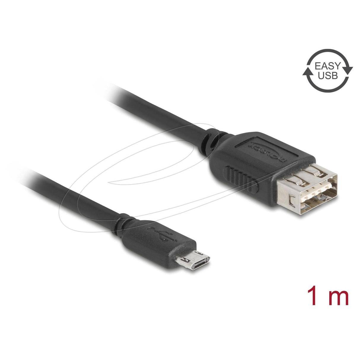 Delock USB 2.0 Kabel EASY USB Typ Micro-B Stecker zu EASY USB Typ-A Buchse 1 m