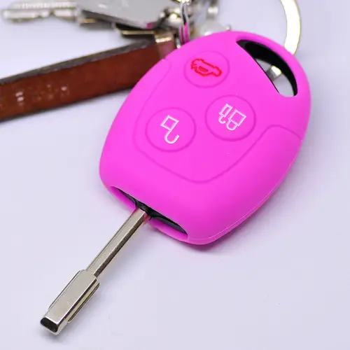 Auto Schlüssel Hülle Silikon Schutz Cover Pink kompatibel mit Ford Transit Mondeo Focus II Fiesta VI Fusion Galaxy S-MAX 3 Tasten Funk Fernbedienung Auto Schlüssel Hülle Silikon Schutz Cover Pink kompatibel mit Ford Transit Mondeo Focus II Fiesta VI Fusion Galaxy S-MAX 3 Tasten Funk Fernbedienung