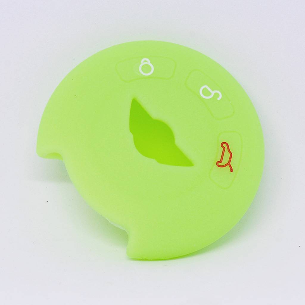 Auto Schlüssel Hülle Silikon Schutz Cover Fluoreszierend Grün kompatibel mit Mini R55 R56 R57 R59 R60 R61 Cooper Clubman ONE S Paceman 3 Tasten Sma