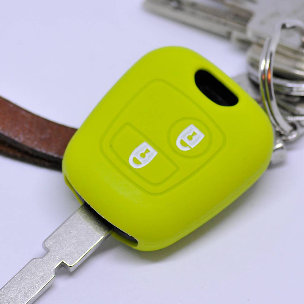 Auto Schlüssel Hülle Silikon Schutz Cover Apfelgrün kompatibel mit Citroen Berlingo C1 C2 C3 Toyota Aygo Peugeot Partner 107 206 SW CC 406 307 2 Ta