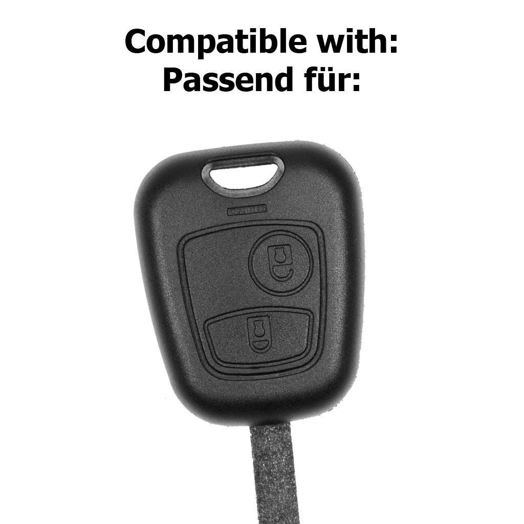Auto Schlüssel Hülle Silikon Schutz Cover Schwarz kompatibel mit Citroen Berlingo C1 C2 C3 Toyota Aygo Peugeot Partner 107 206 SW CC 406 307 2 Taste