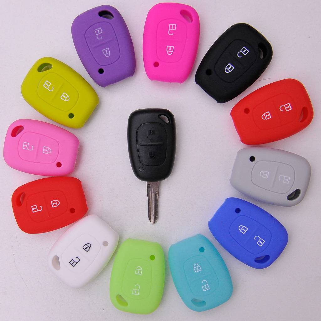 Auto Schlüssel Hülle Silikon Schutz Cover Rosa kompatibel mit Renault Kangoo Trafic Master Primastar OPEL Movano Vivaro Nissan Interstar 2 Tasten Fu