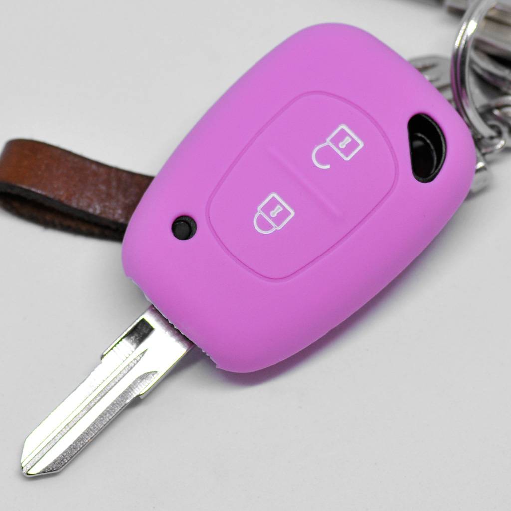 Auto Schlüssel Hülle Silikon Schutz Cover Rosa kompatibel mit Renault Kangoo Trafic Master Primastar OPEL Movano Vivaro Nissan Interstar 2 Tasten Fu
