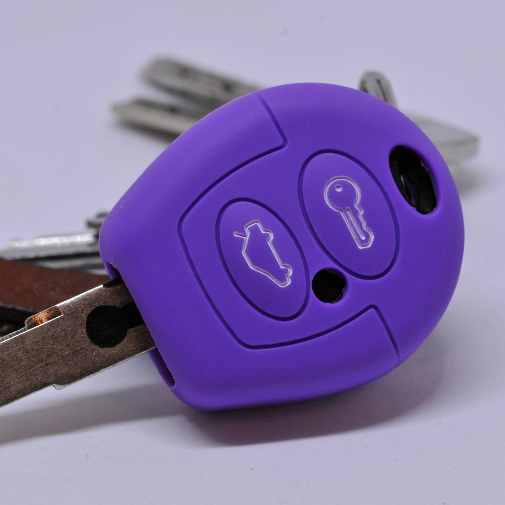Auto Schlüssel Hülle Silikon Schutz Cover Lila kompatibel mit VW T4 Golf Fox Vento Sharan SEAT Toledo Cordoba SEAT Skoda Polo Ibiza Fabia Octavia